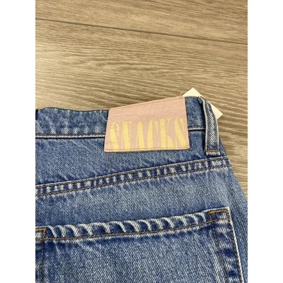 Mother Snacks Women's High Rise Wide Leg Button Fly Denim Jeans Blue Size 26 - Picture 6 of 15